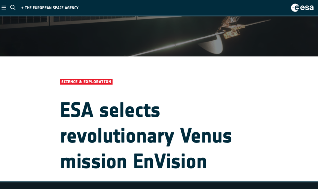 June 10, 2021: EnVision selected! - EnVision: A Venus orbiter ...
